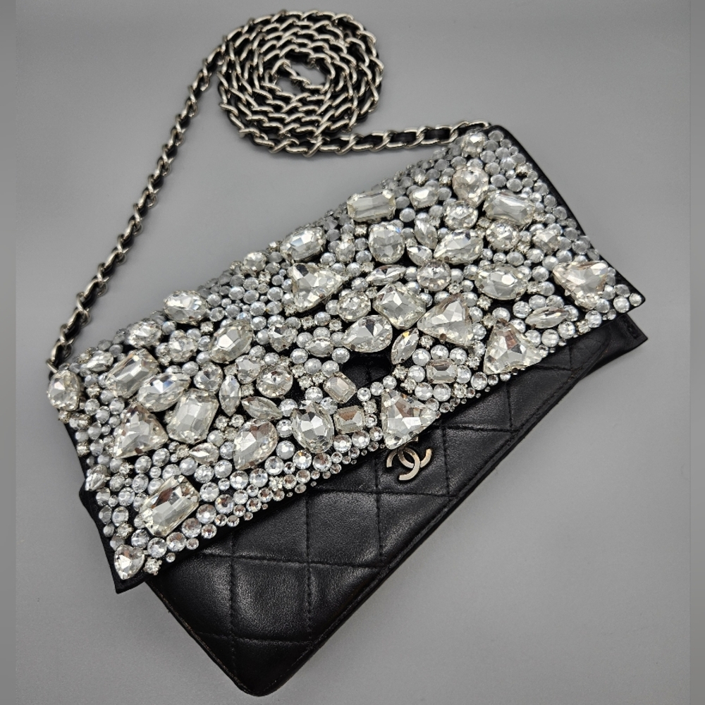 BagLET QueenLET QueenGET Crystal Embedded Leather Case For Wallet/Clutch